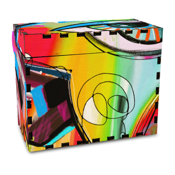 Custom Abstract Eye Painting Wood Recipe Box - Full Color Print
