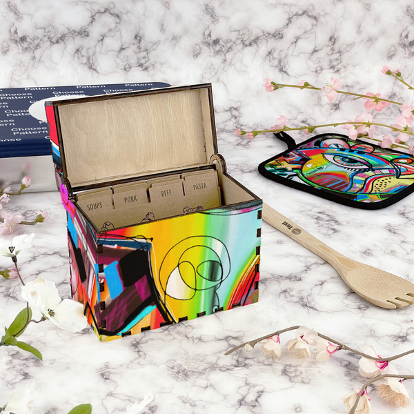 Abstract Eye Painting Recipe Box - Full Color - In Context