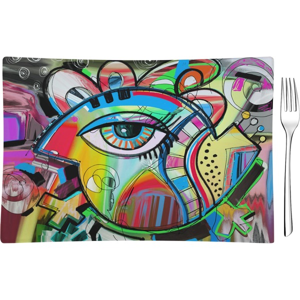 Custom Abstract Eye Painting Rectangular Glass Appetizer / Dessert Plate - Single or Set