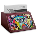 Abstract Eye Painting Red Mahogany Business Card Holder