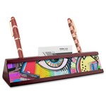 Abstract Eye Painting Red Mahogany Nameplate with Business Card Holder