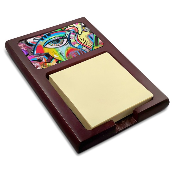 Custom Abstract Eye Painting Red Mahogany Sticky Note Holder