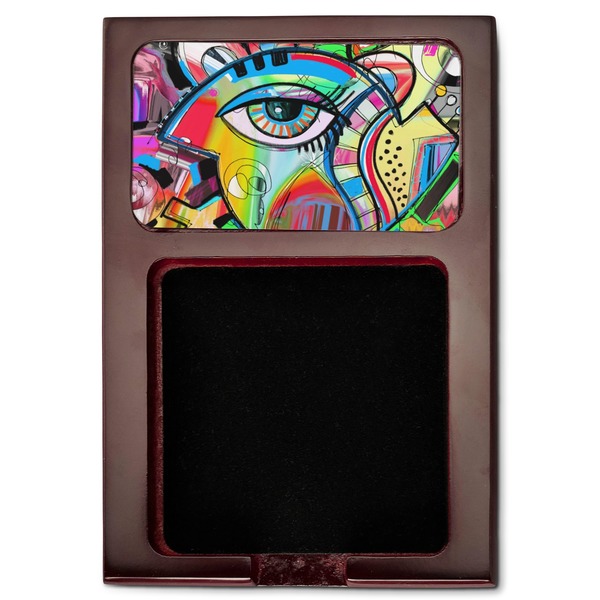 Abstract Eye Painting Red Mahogany Sticky Note Holder - Flat