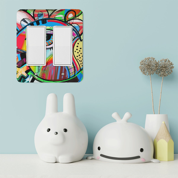 Abstract Eye Painting Rocker Light Switch Covers - Double - IN CONTEXT