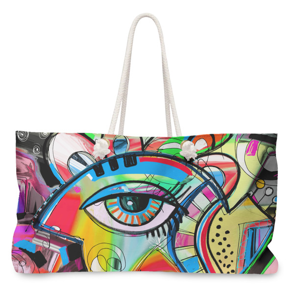Custom Abstract Eye Painting Large Tote Bag with Rope Handles