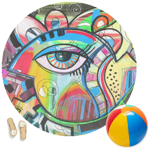 Custom Abstract Eye Painting Round Beach Towel