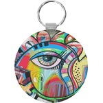Abstract Eye Painting Round Plastic Keychain