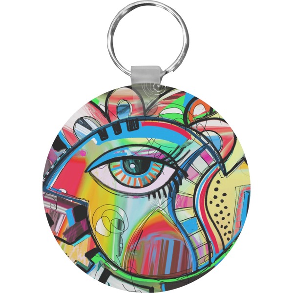 Custom Abstract Eye Painting Round Plastic Keychain
