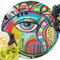 Abstract Eye Painting Round Linen Placemats - Front (w flowers)