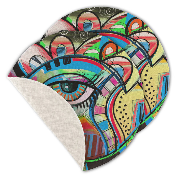 Abstract Eye Painting Round Linen Placemats - MAIN (Single Sided)