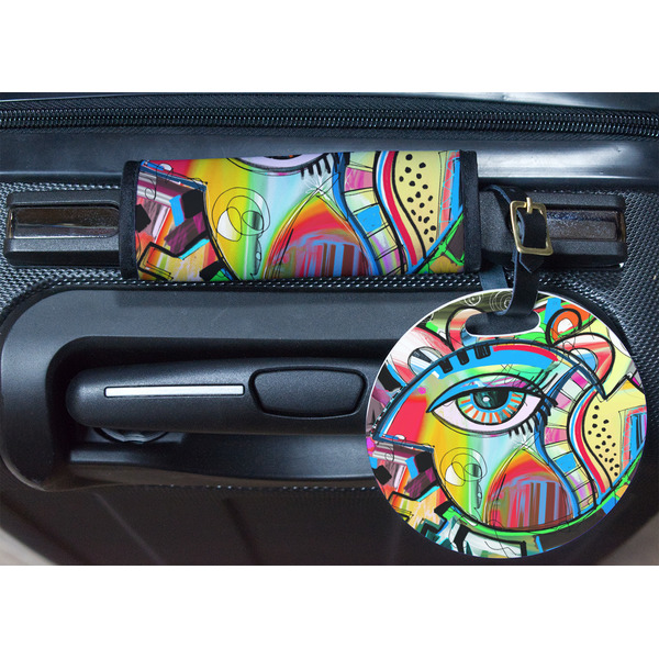Abstract Eye Painting Round Luggage Tag & Handle Wrap - In Context
