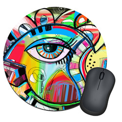 Abstract Eye Painting Round Mouse Pad