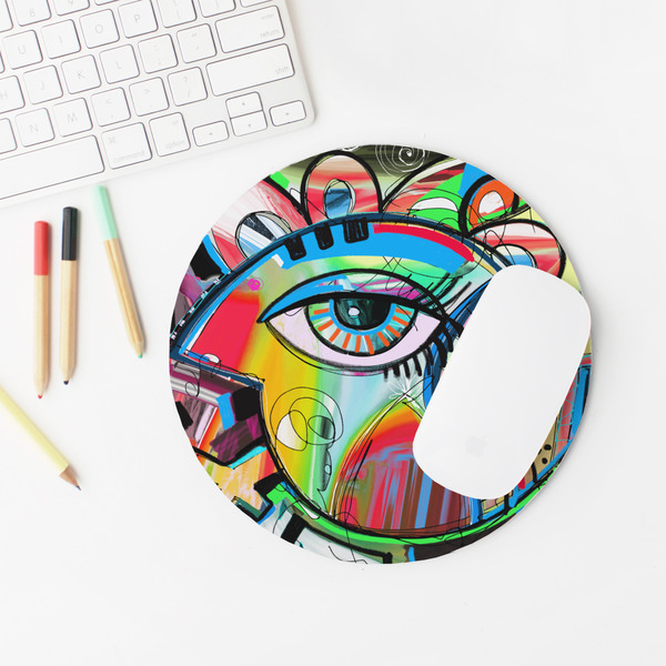 Abstract Eye Painting Round Mousepad - LIFESTYLE 2