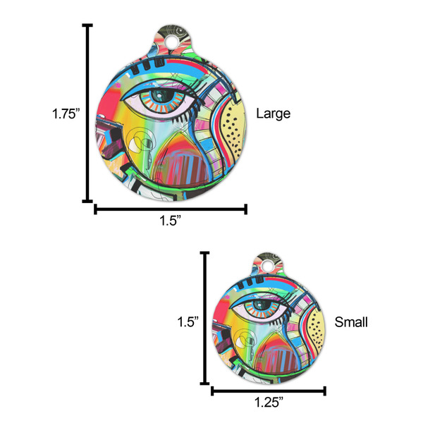Abstract Eye Painting Round Pet ID Tag - Large - Comparison Scale