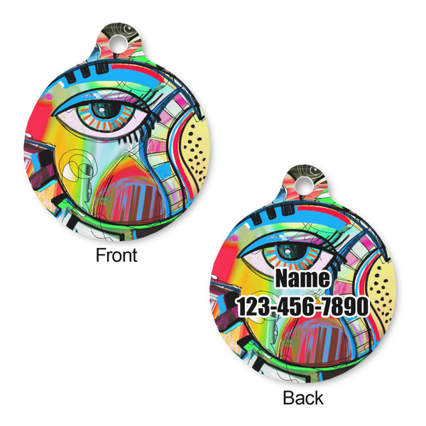 Abstract Eye Painting Round Pet Tag - Front & Back