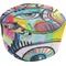 Abstract Eye Painting Round Pouf Ottoman (Bottom)