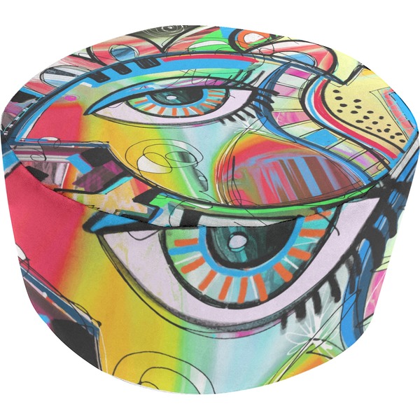 Custom Abstract Eye Painting Round Pouf Ottoman