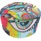 Abstract Eye Painting Round Pouf Ottoman (Top)