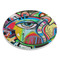 Abstract Eye Painting Round Stone Trivet - Angle View