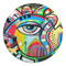Abstract Eye Painting Round Stone Trivet - Front View