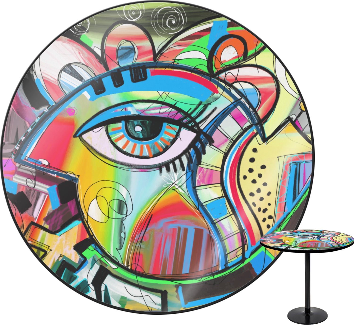 Custom Abstract Eye Painting Round Table - 30" | YouCustomizeIt