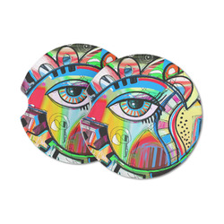 Abstract Eye Painting Sandstone Car Coasters - Set of 2