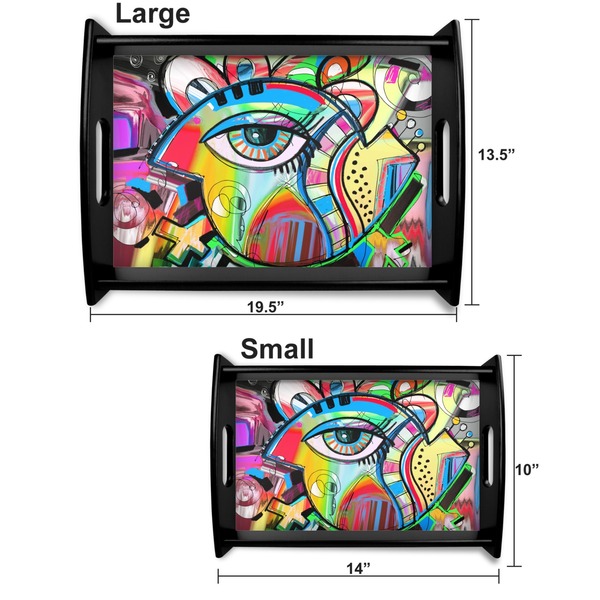 Abstract Eye Painting Serving Tray Black Sizes