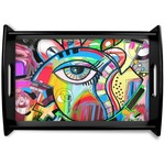 Abstract Eye Painting Black Wooden Tray - Small