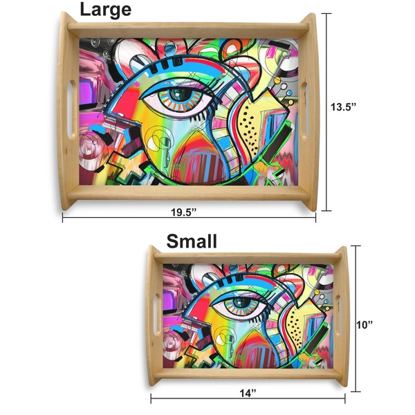 Abstract Eye Painting Serving Tray Wood Sizes
