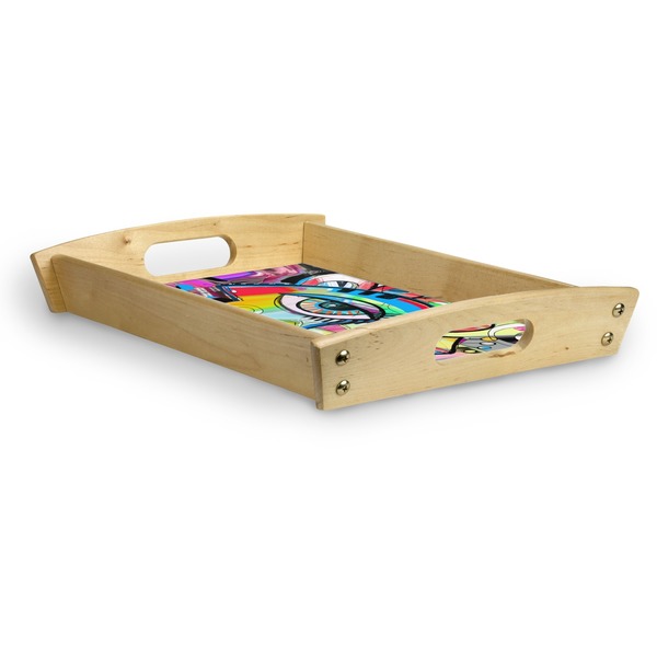 Abstract Eye Painting Serving Tray Wood Small - Corner
