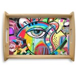 Abstract Eye Painting Natural Wooden Tray - Small