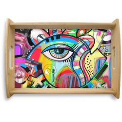 Abstract Eye Painting Natural Wooden Tray - Small