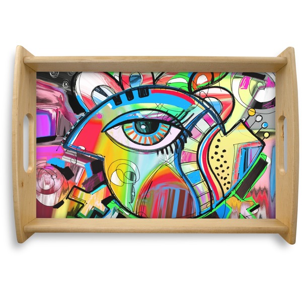 Custom Abstract Eye Painting Natural Wooden Tray - Small