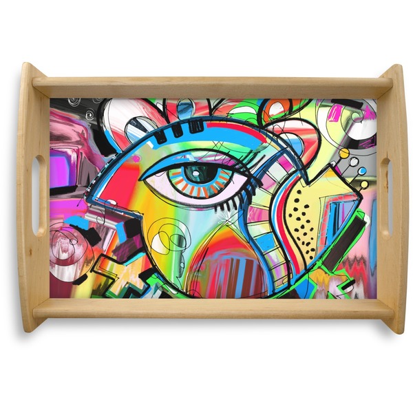 Custom Abstract Eye Painting Natural Wooden Tray - Small