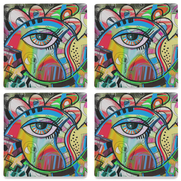 Abstract Eye Painting Set of 4 Sandstone Coasters - See All 4 View