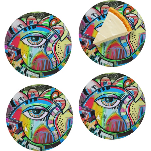 Custom Abstract Eye Painting Set of 4 Glass Appetizer / Dessert Plate 8"