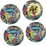 Abstract Eye Painting Set of 4 Glass Lunch / Dinner Plate 10"