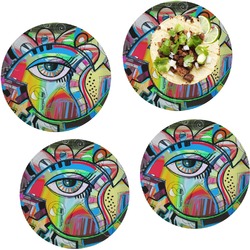 Abstract Eye Painting Set of 4 Glass Lunch / Dinner Plate 10"