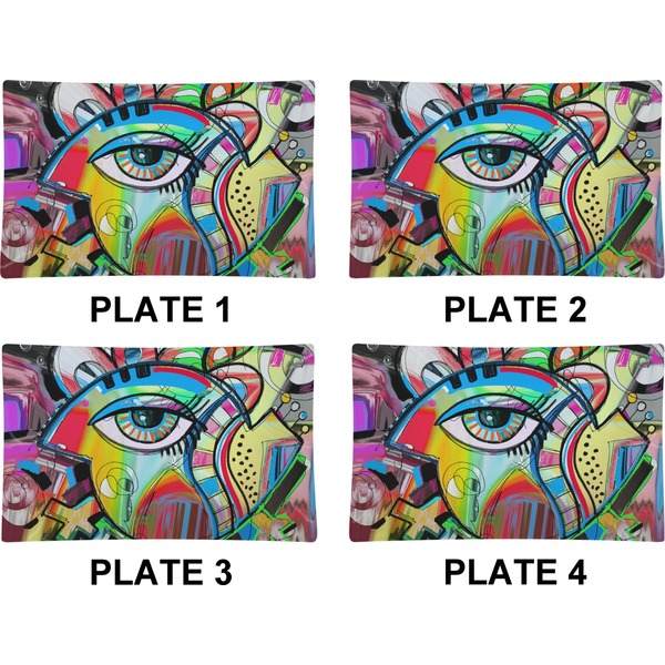 Abstract Eye Painting Set of Rectangular Dinner Plates (Approval)