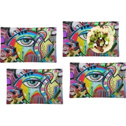 Abstract Eye Painting Set of 4 Glass Rectangular Lunch / Dinner Plate