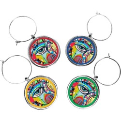 Abstract Eye Painting Wine Charms (Set of 4)