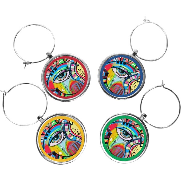 Custom Abstract Eye Painting Wine Charms (Set of 4)