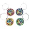 Abstract Eye Painting Set of Silver Wine Charms
