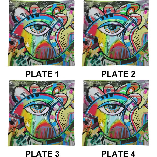 Abstract Eye Painting Set of Square Dinner Plates (Approval)