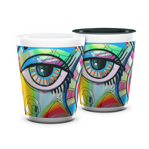 Custom Abstract Eye Painting Ceramic Shot Glass - 1.5 oz