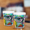 Abstract Eye Painting Shot Glass - White - LIFESTYLE