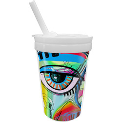 Abstract Eye Painting Sippy Cup with Straw