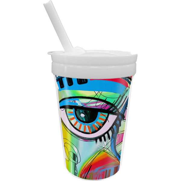 Custom Abstract Eye Painting Sippy Cup with Straw