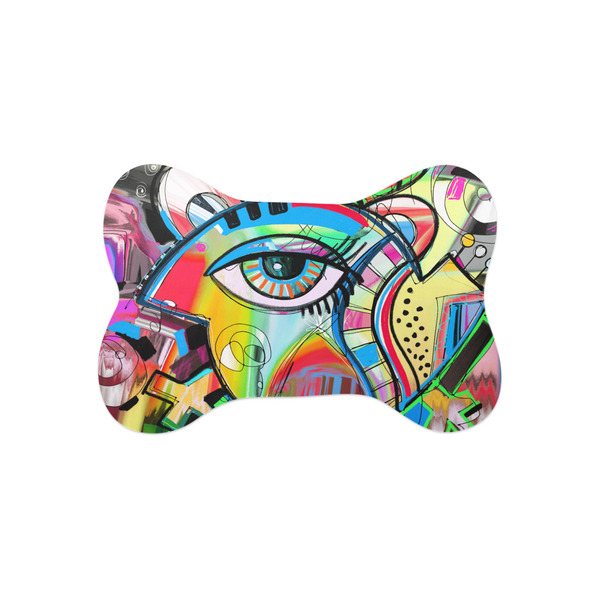 Custom Abstract Eye Painting Bone Shaped Dog Food Mat (Small)