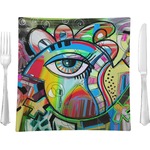 Abstract Eye Painting 9.5" Glass Square Lunch / Dinner Plate- Single or Set of 4